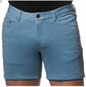 Postmarc Slate Blue 6" Inseam Textured Stretch Knit Jeans Short