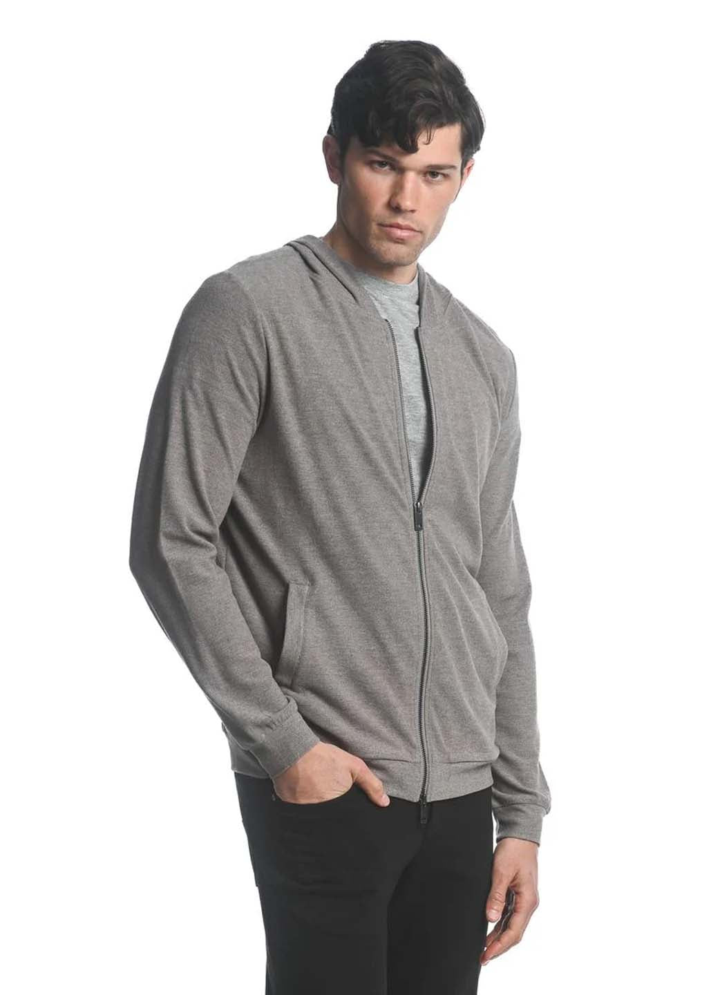 Postmarc Sueded Knit Zip-Up Hoodie - Fawn Grey