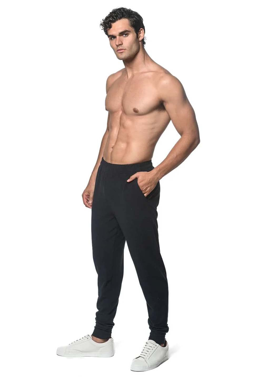 Postmarc Sueded Knit Jogger with Cuff - Midnight Black