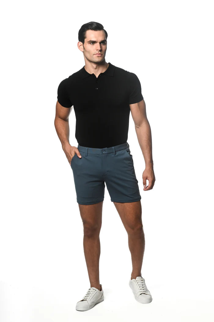 Postmarc Blue Stone 6" Inseam Textured Stretch Knit Chino Short