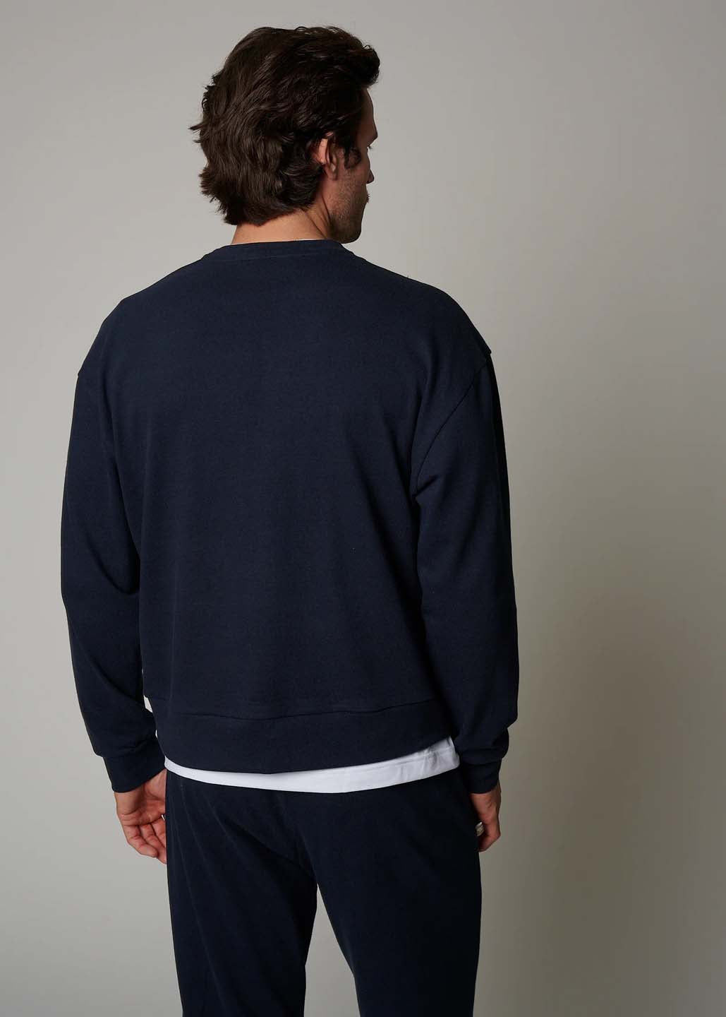 LEISURE LAB Cotton Lounge Crew T-Shirt - Lapis Blue