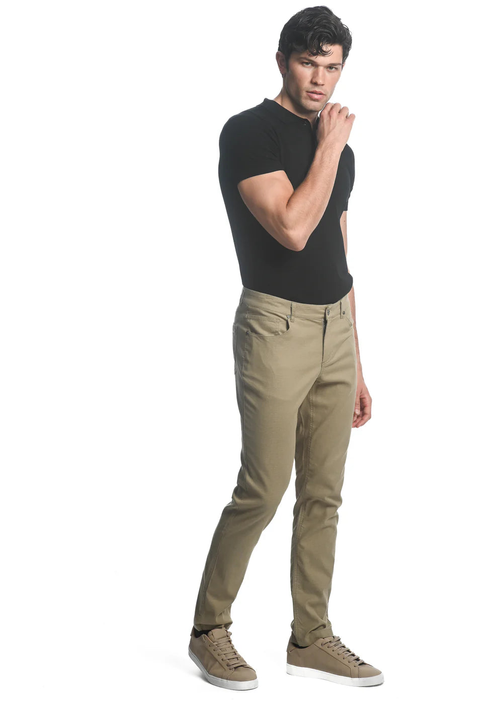 Postmarc Textured Stretch Woven 5-Pocket Jeans - Russet Tan