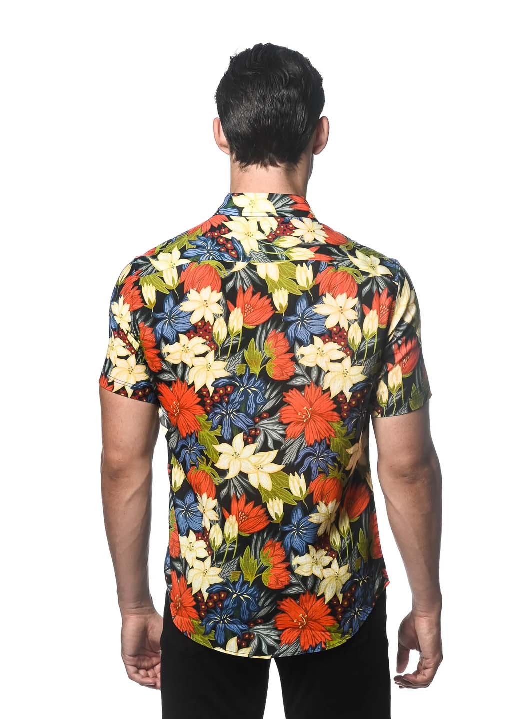 Postmarc Linen Tencel Short-Sleeve Woven Shirt - Midnight Floral Print