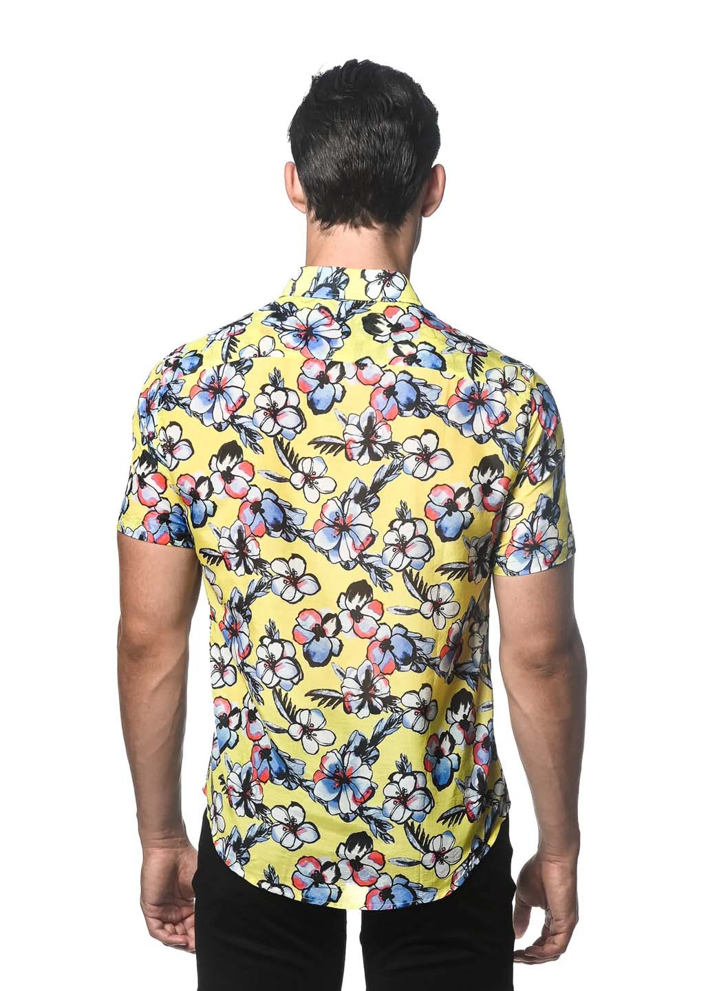 Postmarc Cotton Silk Short Sleeve Woven Shirt - Vivid Yellow Floral Print