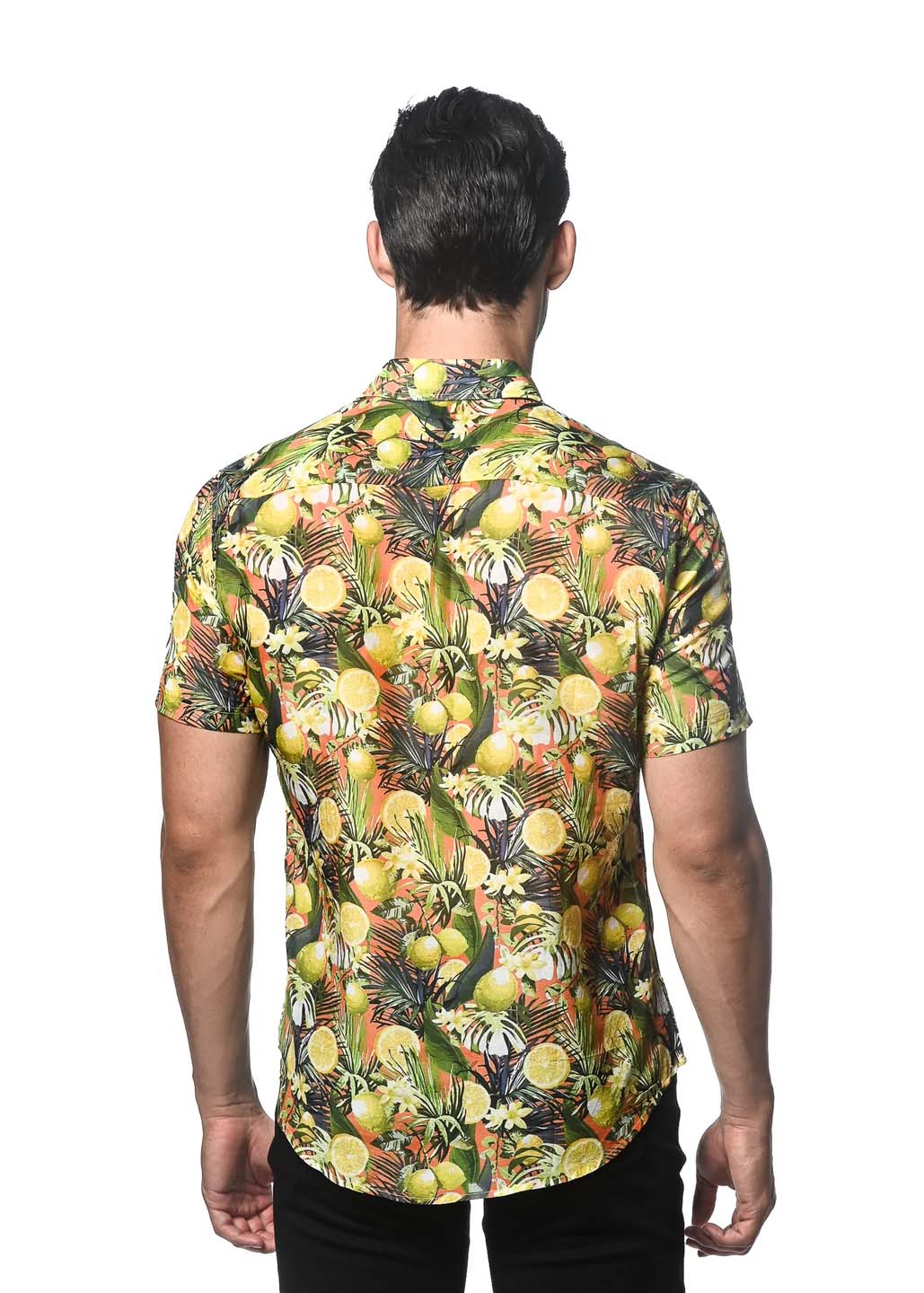 Postmarc Cotton Silk Short-Sleeve Woven Shirt - Lemon Floral Print