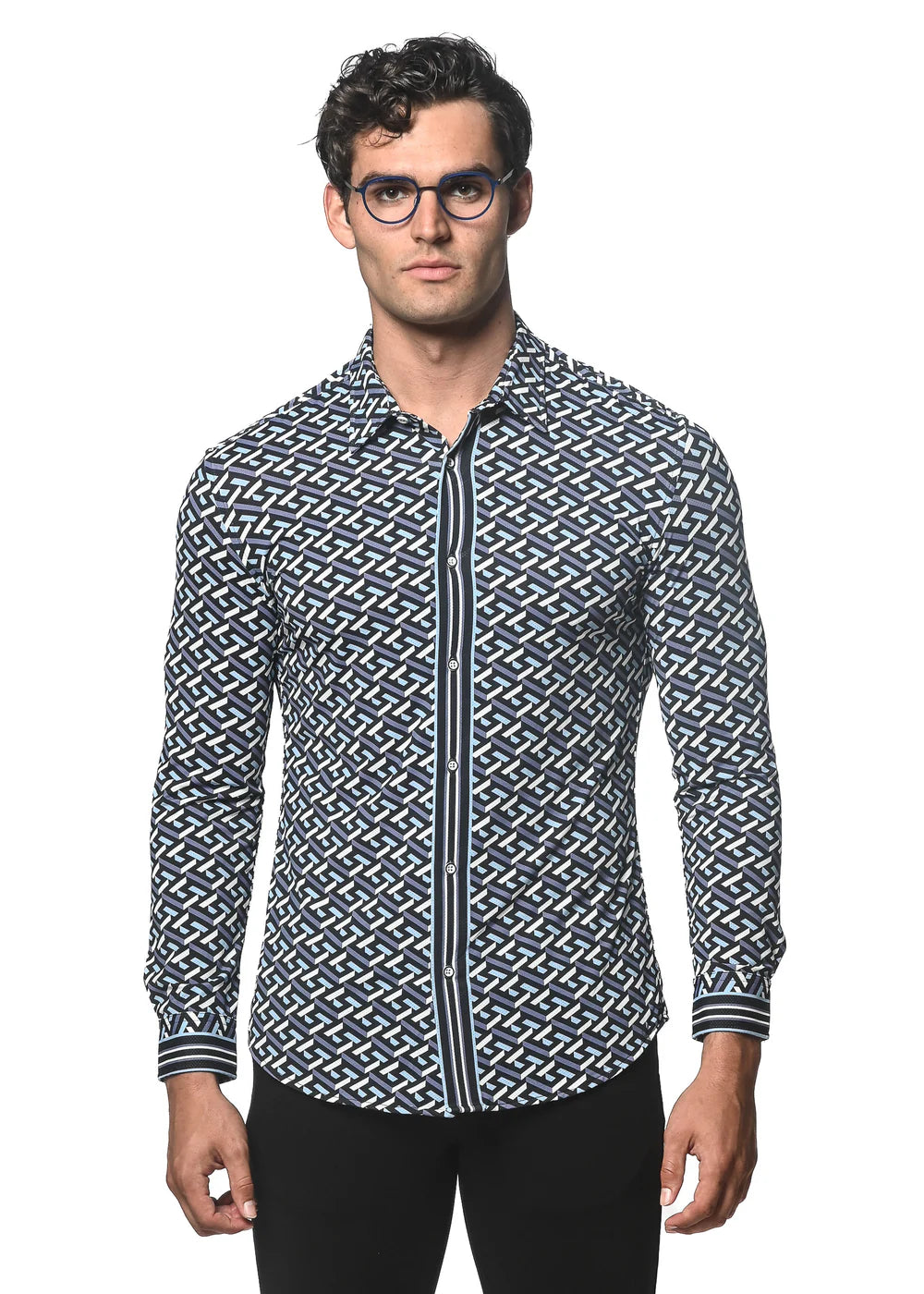 Postmarc Performance Long-Sleeve Shirt - Midnight Maze Print