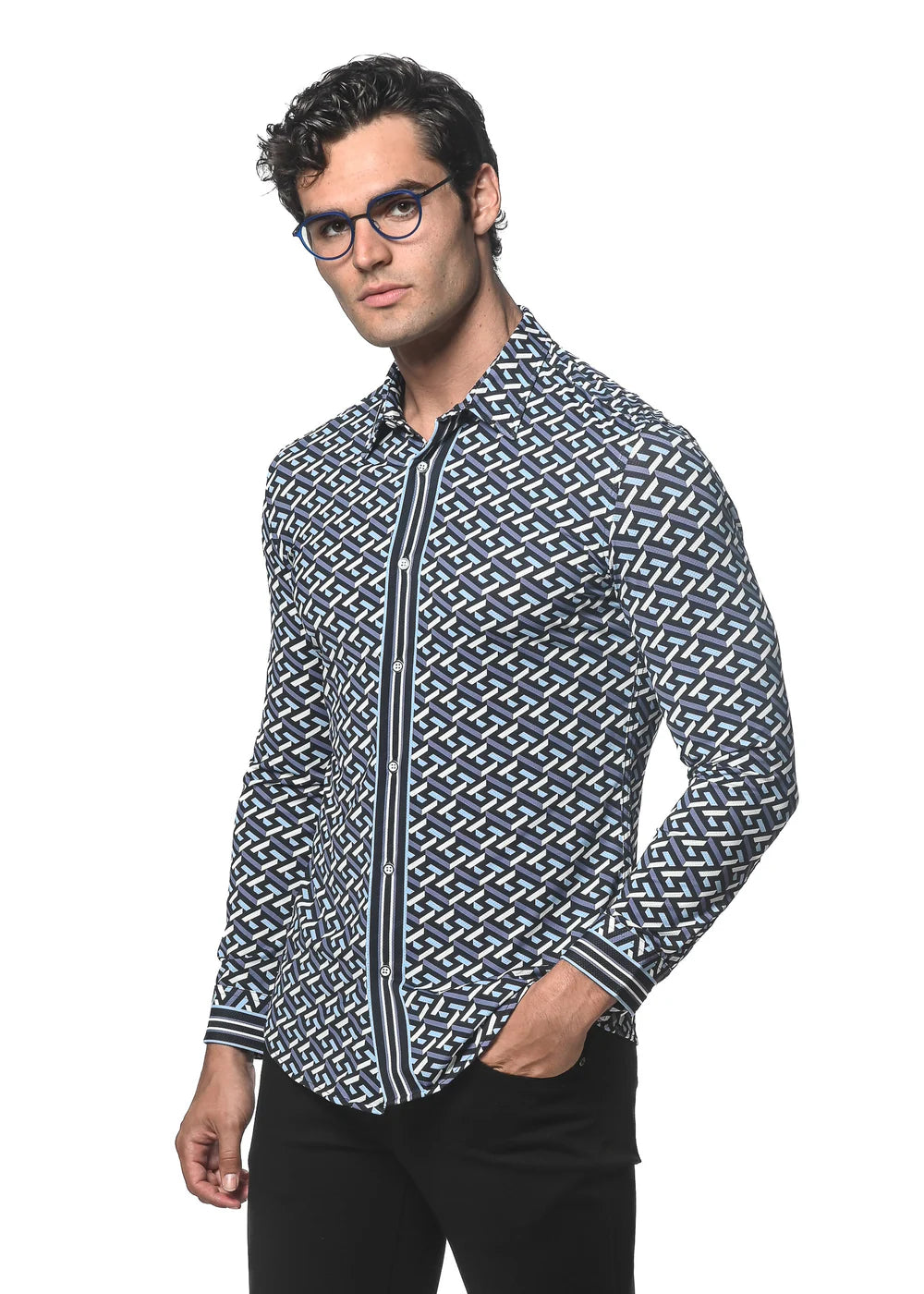 Postmarc Performance Long-Sleeve Shirt - Midnight Maze Print