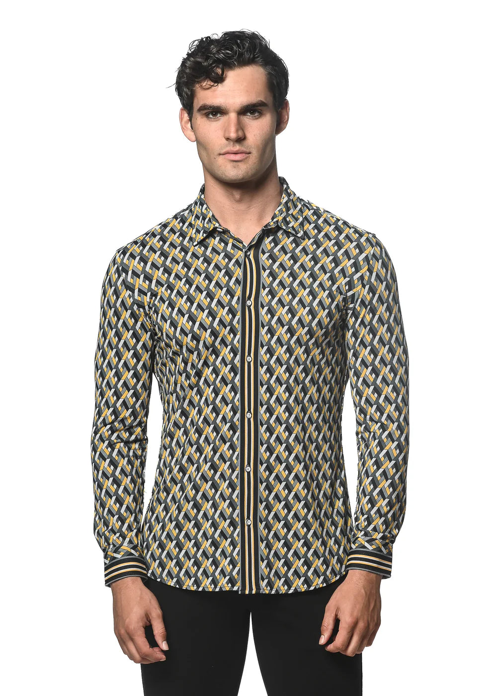 Postmarc Performance Long-Sleeve Shirt - Gold Weave Print