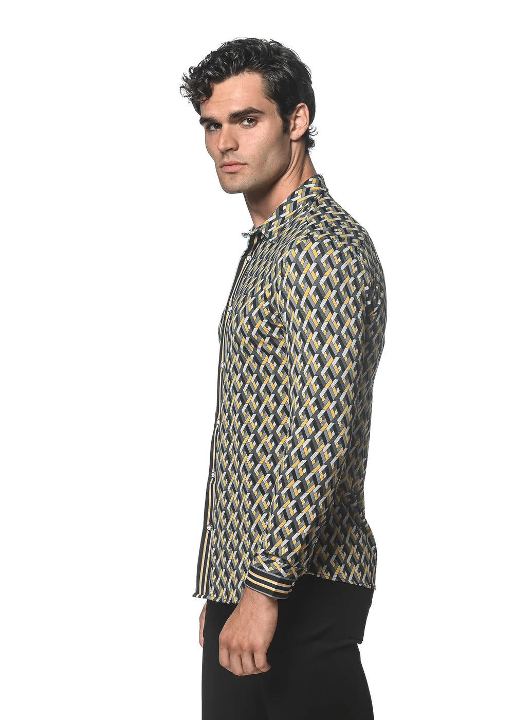 Postmarc Performance Long-Sleeve Shirt - Gold Weave Print