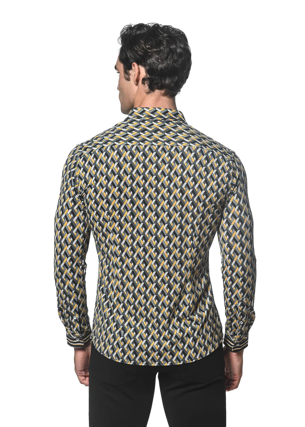 Postmarc Performance Long-Sleeve Shirt - Gold Weave Print