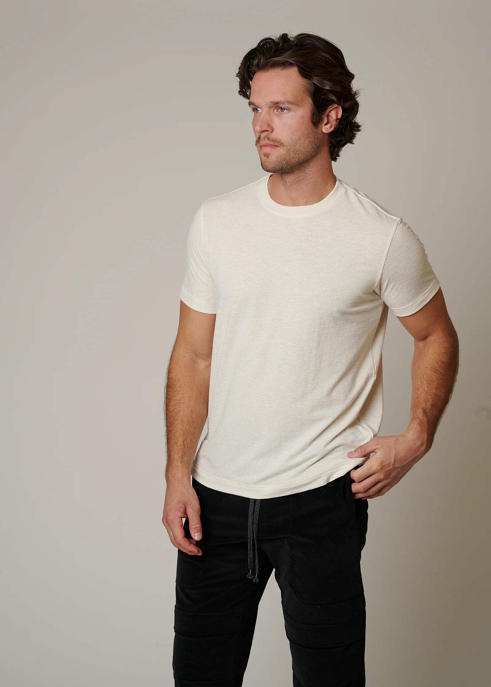 LEISURE LAB Slub T-Shirt - Cream