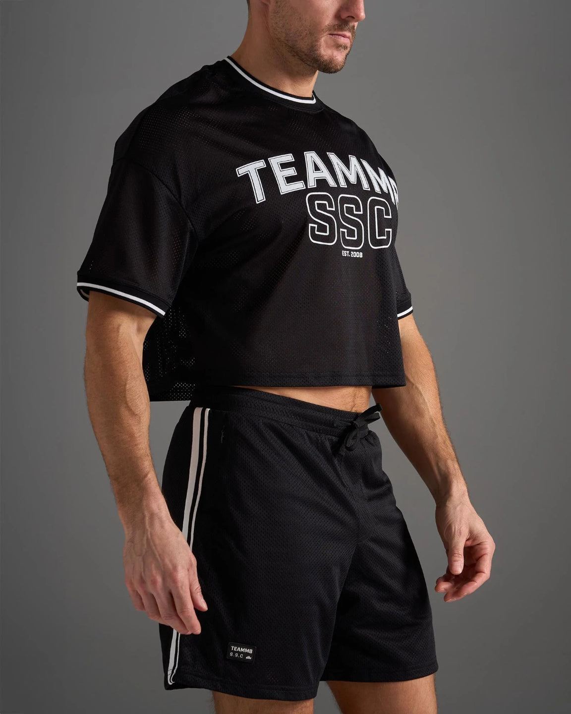 Teamm8 Fraternity Mesh Crop Muscle Tee - Midnight Black
