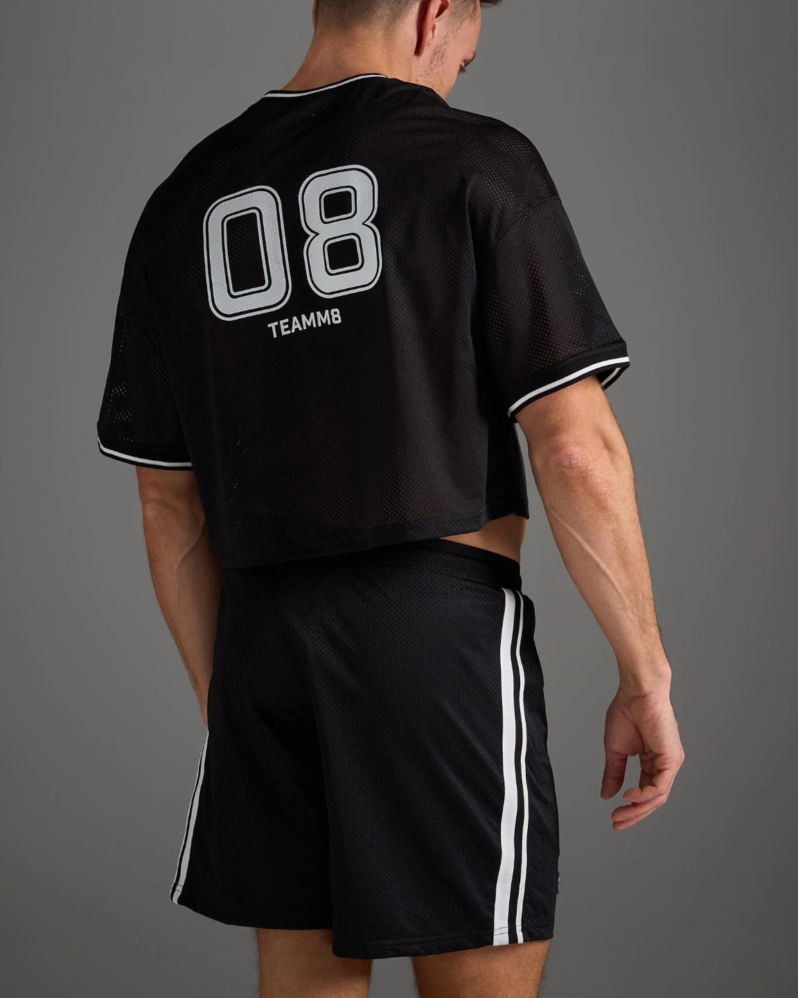 Teamm8 Fraternity Mesh Crop Muscle Tee - Midnight Black