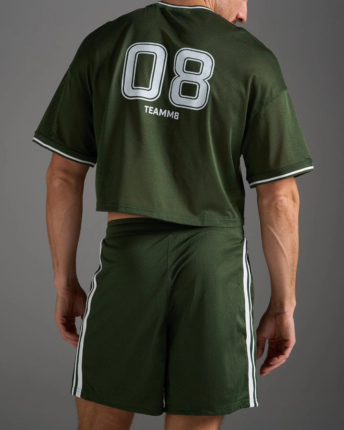Teamm8 Fraternity Mesh Crop Muscle Tee - Dark Green