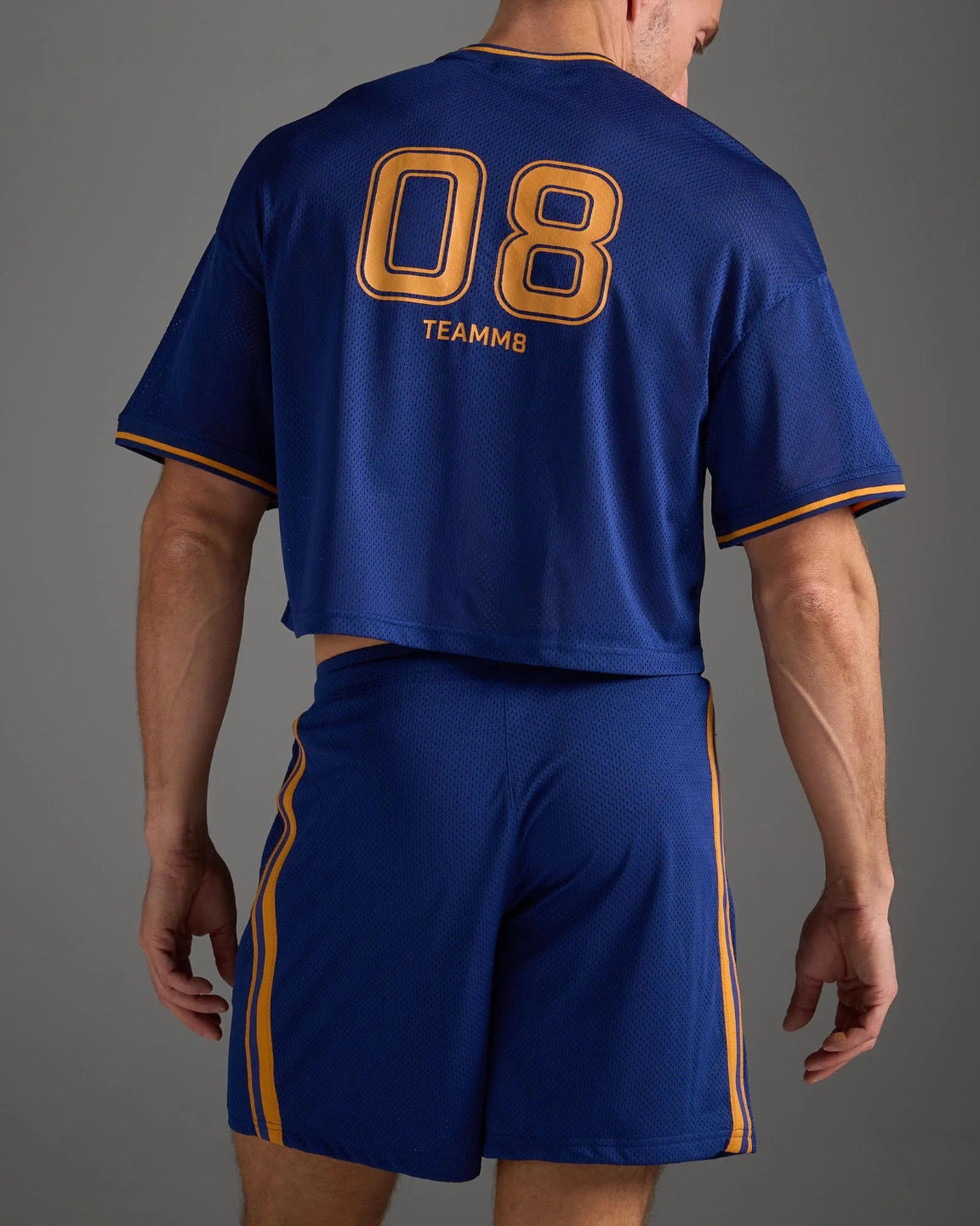 Teamm8 Fraternity Mesh Crop Muscle Tee - Navy Blue